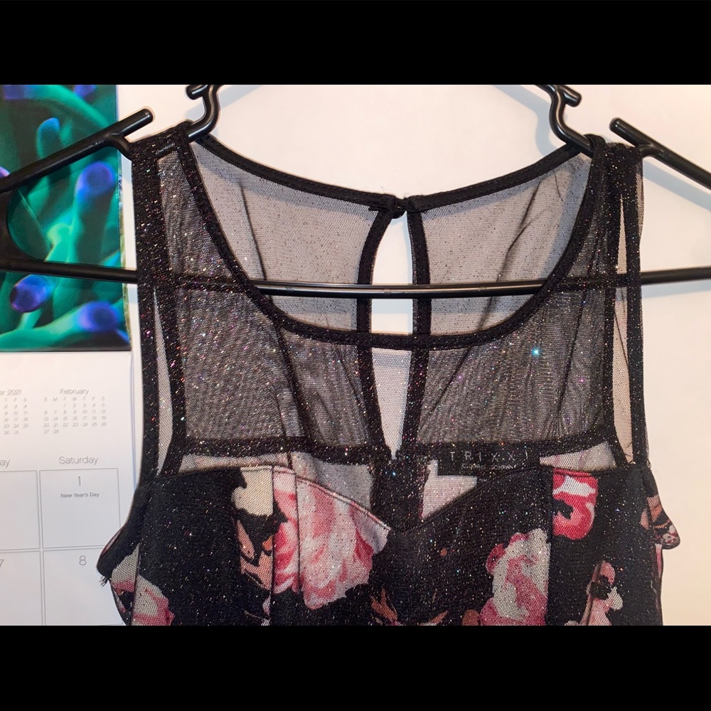 Trixxi flower dress | small | sparkly | pink/ black - Picture 3 of 3